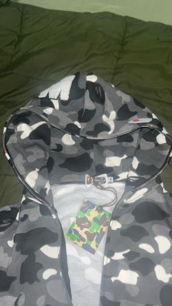 Bape Hoodie Black and Grey Camo - Size M