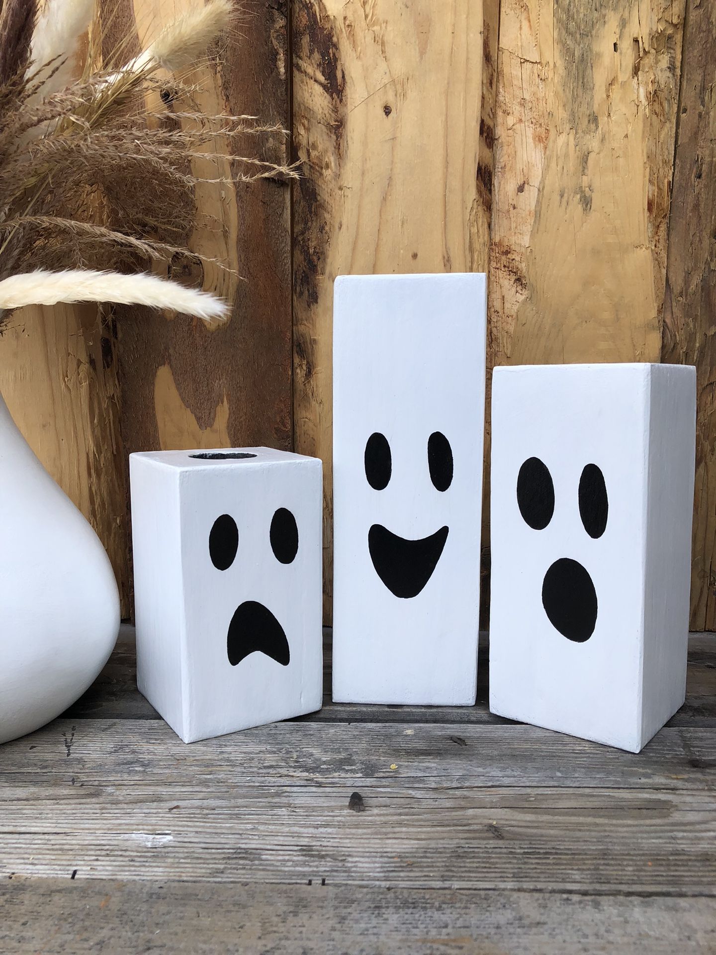 Set of Three Wooden Candle Bases