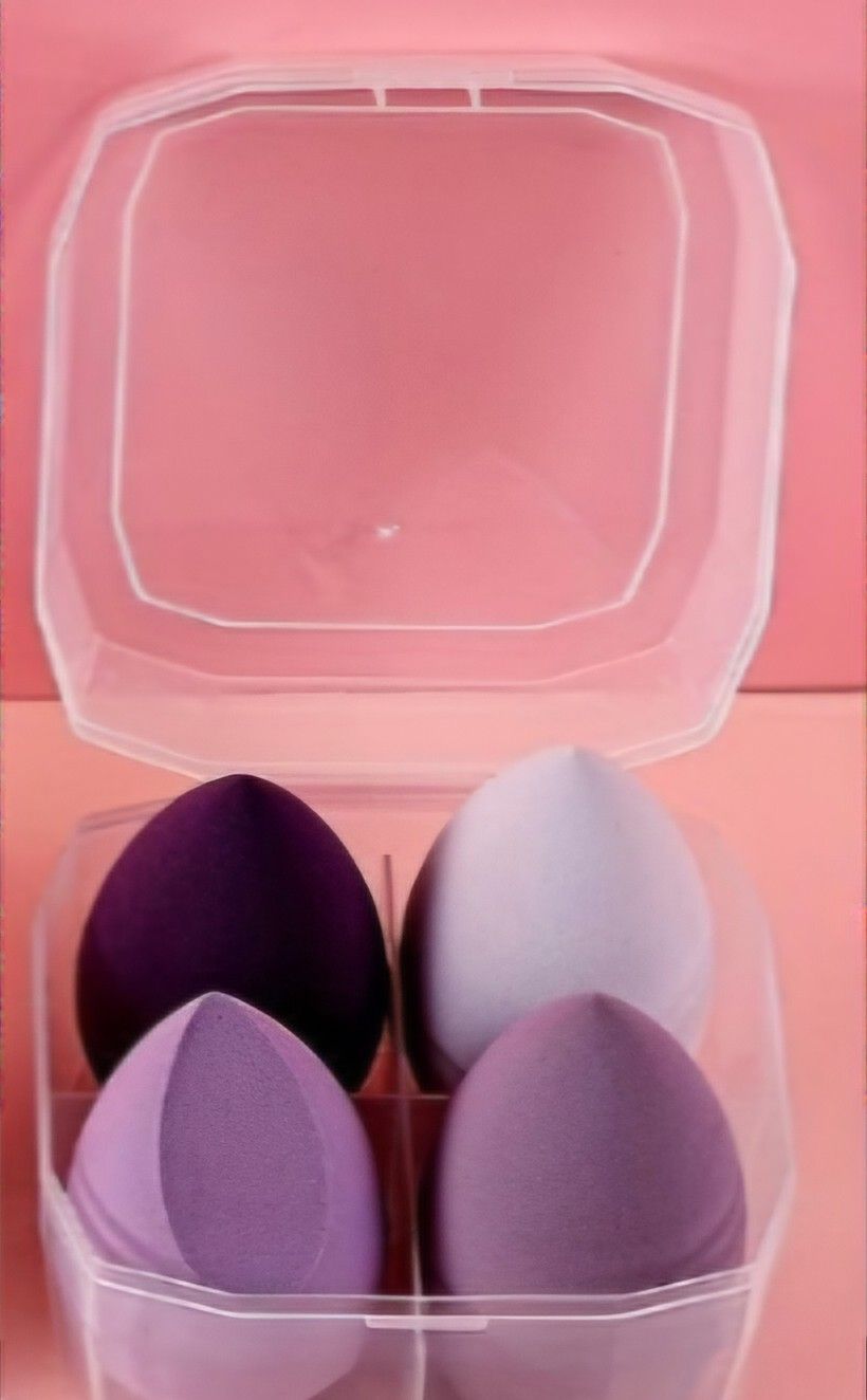 4 Pcs Oval Silicone Makeup Sponges Blender Set with Gift Box 3 AVAILABLE