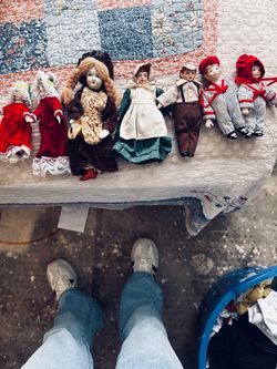 Collection of vintage doll ornaments