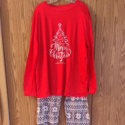 Men's Long Sleeve Christmas Tree Print Two Piece Pajamas Sweatshirt With Pants