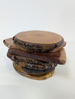Assorted Natural Wood Slice Coasters Rustic Decor Set