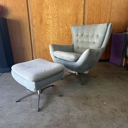 Pottery Barn Swivel Chair With Foot Stool