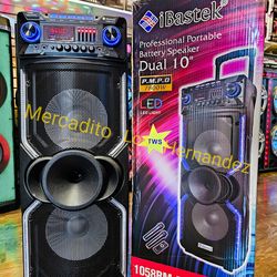 Party Karaoke Bluetooth Speaker 10" Subs ❗️Mega Bass❗️2 Wireless Mics- Long Rechargeable 🔋-I IB1058 IBASTEK