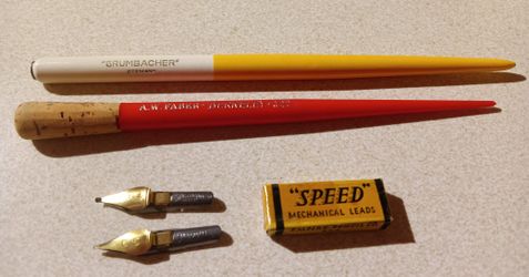 2 vintage dip pens with tips