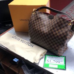 1003 Louis Vuitton N44045 Large Graceful Mm Damier Shoulder Bag W/ Box & Dustbag (Entrupy Authenticated) 015835