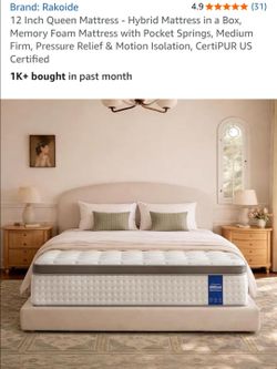 12 Inch Queen Mattress - Hybrid Mattress in a Box