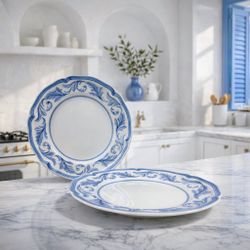 Villeroy & Boch Casa Azul Ornato Salad Plates Germany Blue White (2) 