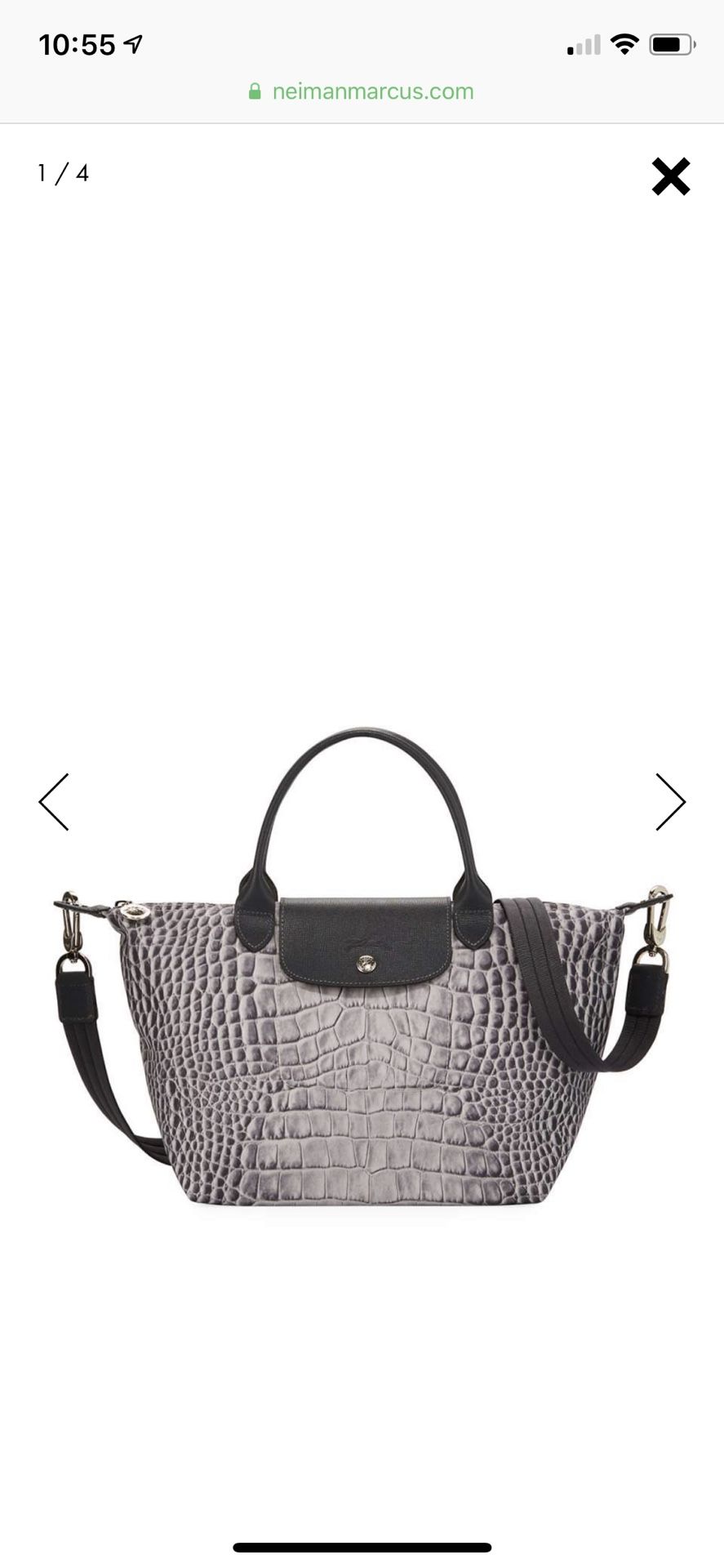 NEW Longchamp Le Pliage Croco Shoulder Tote Small