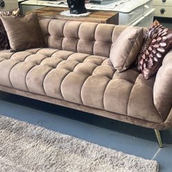SOFA SOFT BROWN VELVET 90x38