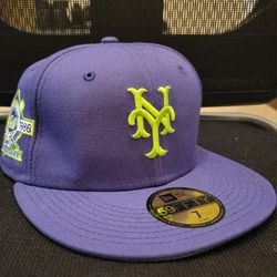 New York METS Purple Run DMC 25TH Anniversary Patch Green 59FIFTY FITTED HAT - 7