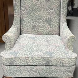 Late 20th Century Queen Anne Wing  Chair Upholsery 