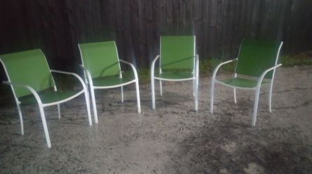 For Stacking Nesting Green White Patio Pool Lawn Chairs
