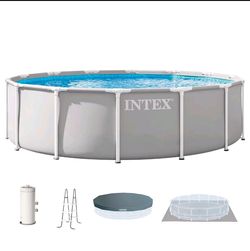 INTEX Prism Frame 14ft x 42in Premium Above Ground Pool Set with Filter Pump