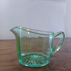 Vintage Green Uranium Glass Creamer / Paneled Decor