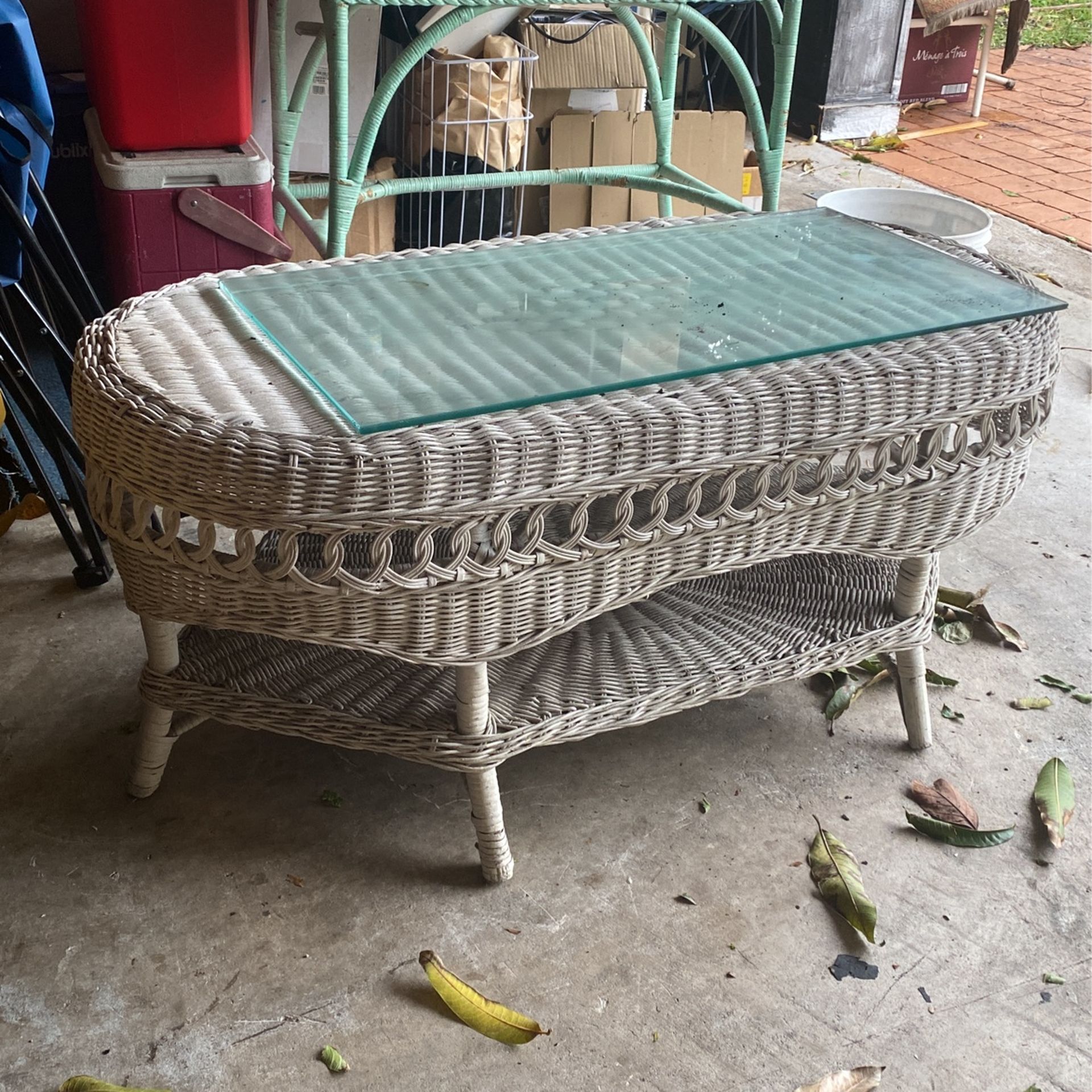 antique wicker table