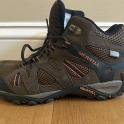 Merrell Deverta Mid Hiking Boots Shoes Brown Waterproof J375804C Men's Size 7.5
