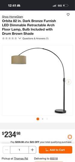 Arched floor lamp with remote