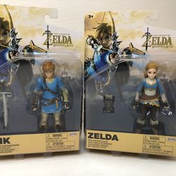 Legend of Zelda: Breath Of The Wild Link And Zelda 4” Figures