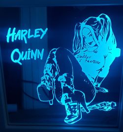 Harley Quinn etched lighted mirror