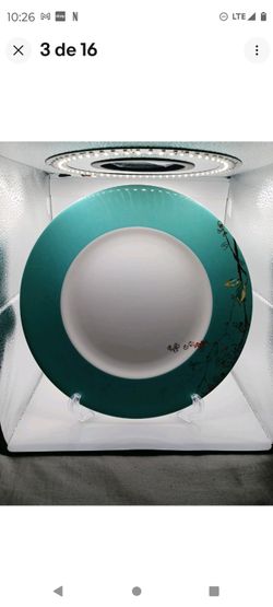 Lenox CHIRP Simply Fine Dinner Plate 10-7/8” Bone China U.S.A. Turquoise Band