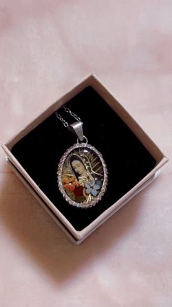 silver double sided La Virgencita necklace