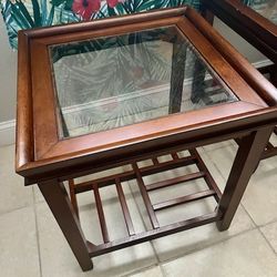 Wooden Side Tables Woth Pane Glass