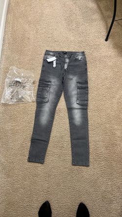 tall, skinny stretch, cargo jeans