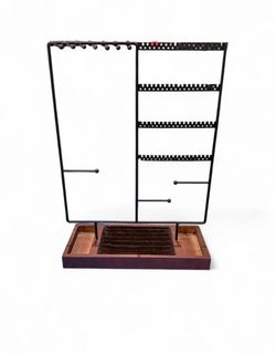 Jewelry Organizer Stand with Wood Base