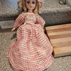 Large vtg Horsman 82 blonde girl doll sleep sleepy eyes blinking pink toy