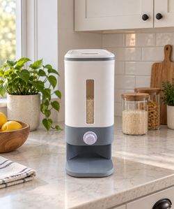 Modern white and gray dry food dispenser