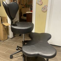 Pinmoco Adhd Cross, Legged Chair, Meditation Chair For Strong, Lumber, Support, pU, Leather Black