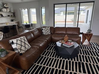 Genuine Full Leather L Shaped Sectional