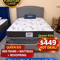 🔥 Queen Bundle Deal – Bed Frame + Mattress + Box Spring 🔥