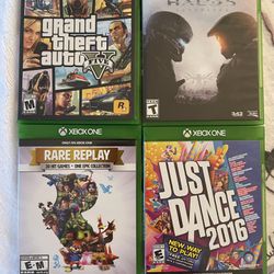 Xbox one games: GTA V, Halo 5, Just Dance 2016, Rare replay