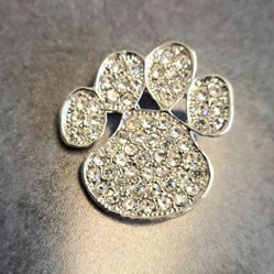 Clear Rhinestone Paw Print Brooch