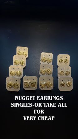 Gold Plated Nugget Earrings (READ DESCRIPTION)