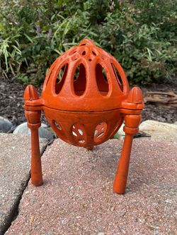 VNTG Cast Iron Orange Yarn String Twine Holder Dispenser