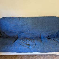 Full Size Futon with White Wooden Frame