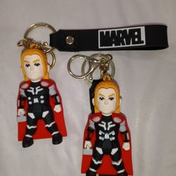Cartoon Thor 3D Character Pose Silicone Charm Keychain