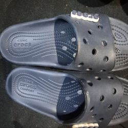 Crocs Slides Women Size 7 Navy Blue 