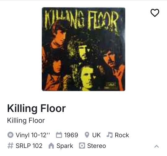 First UK Pressing Of Killing Floor On Vinyl. Vg+