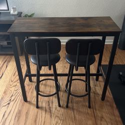 Table & 2 Backrest Stools