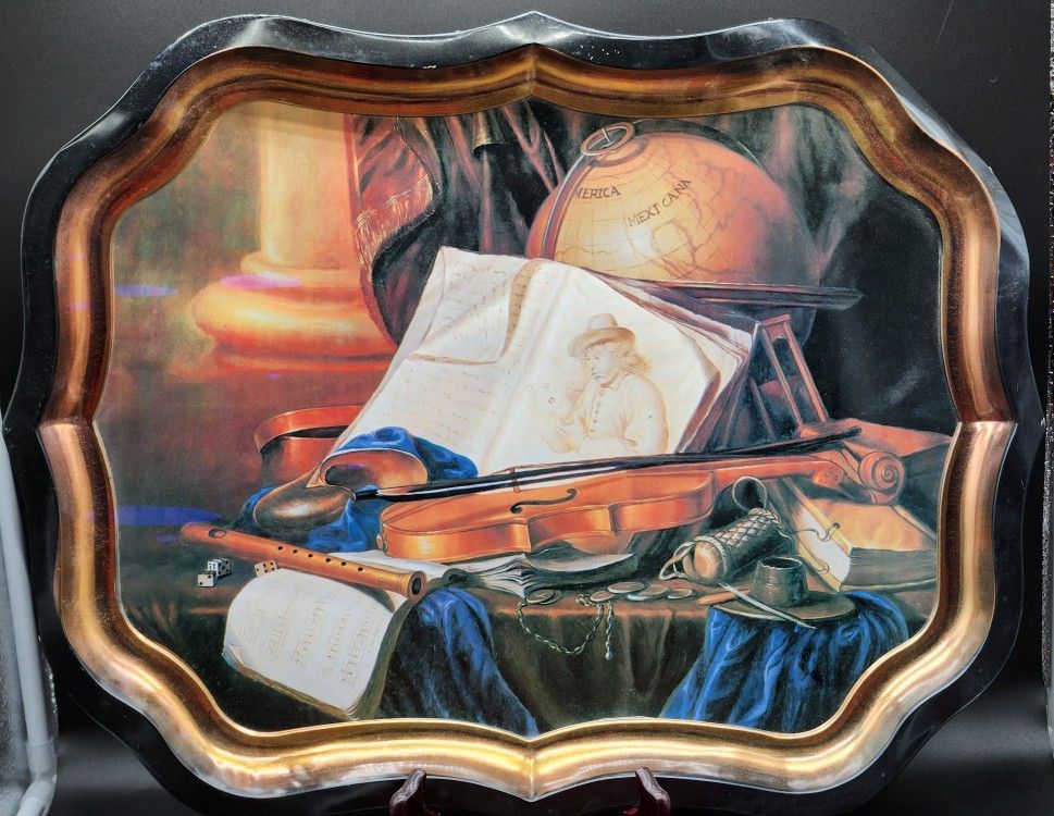Serving Tray Image of Still Life of Musical Instruments by Pieter de Ring (1615) Vintage