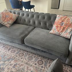 Odum 95” Velvet Rolled Arm Chesterfield Sofa with Reversible Cushions by Willa Arlo Interiors