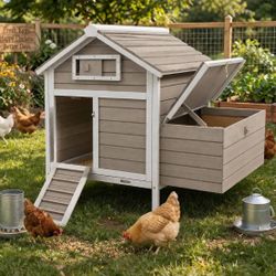 Chicken Coop Rabbit Hutch with Removable Trays,Raised Floor Hen House