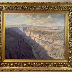 Oil painting of wood panel by Morris green 1987