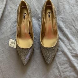 Sparkle Gold Kitten Heel  Shoes Size 6.5