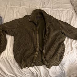 Green Cardigan Zipper 
