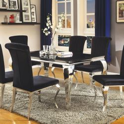 Carone Contemporary Black And Silver Five-piece Dining Set
